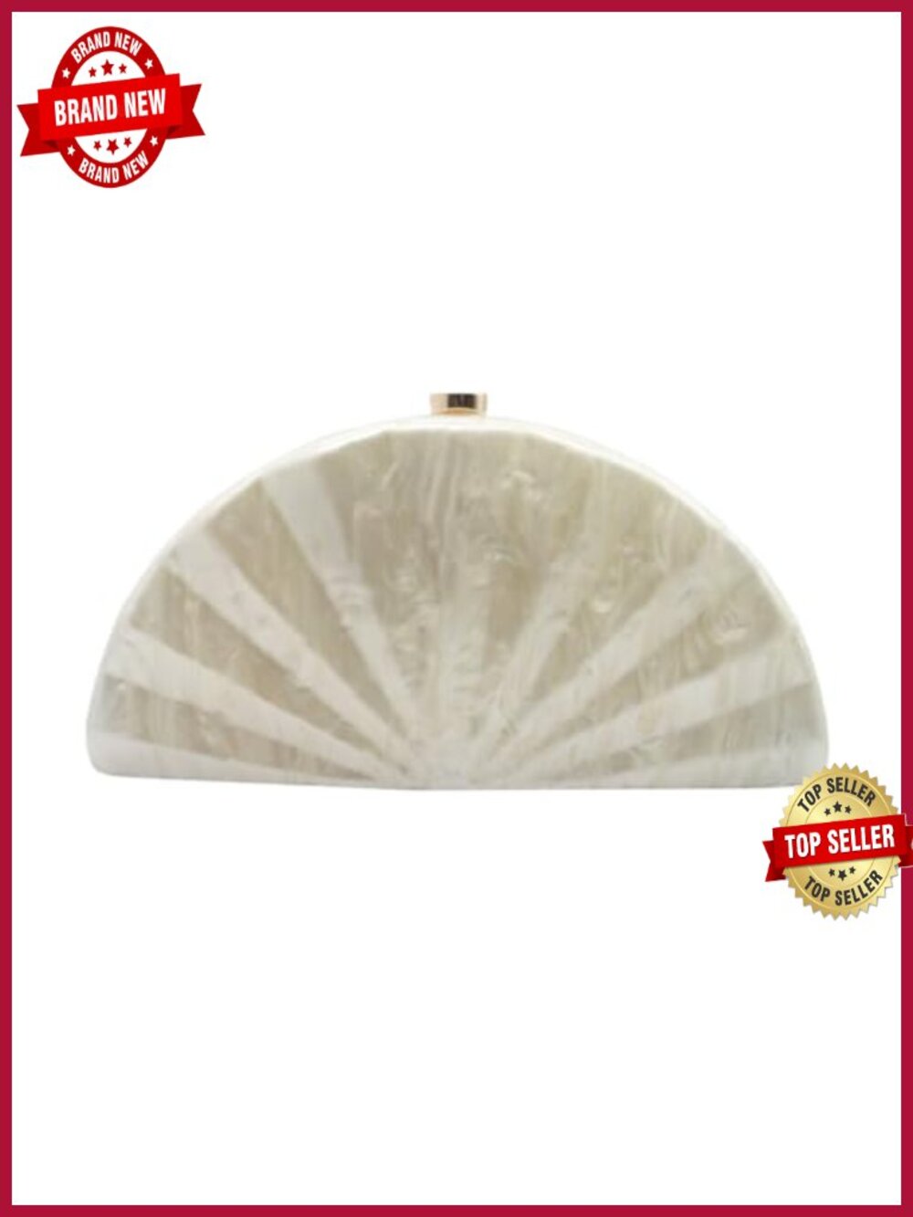 Acrylic Fan Shell Clutch Purse with Detachable Chain for Party Wedding
